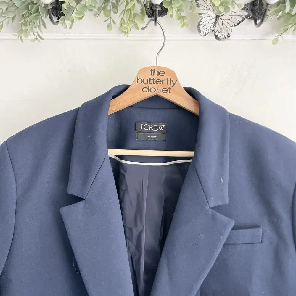 men's J. Crew Navy Madelyn Notched Lapel Pocketed Formal Classic Blazer Sz 46
